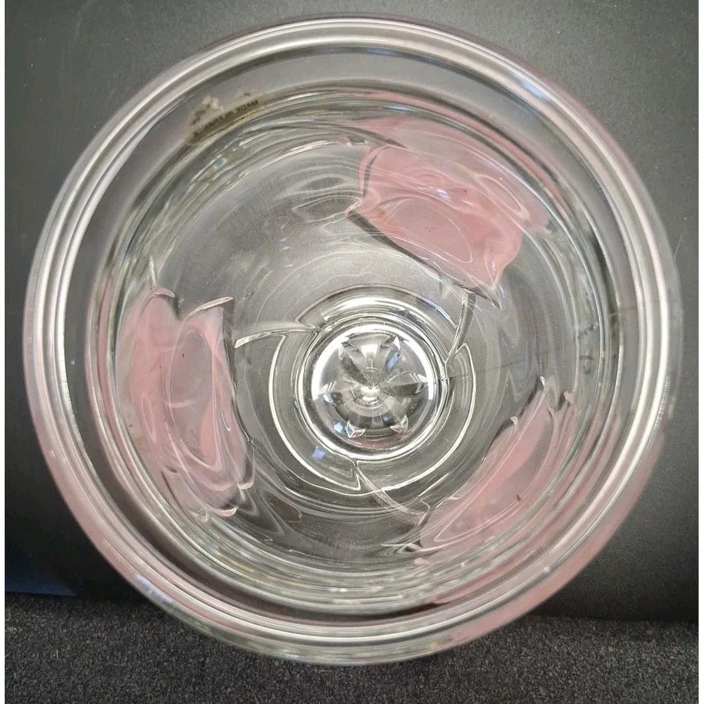 Vintage 1980s Made In France‎ Raised Pink Rose Heavy Crystal Vase